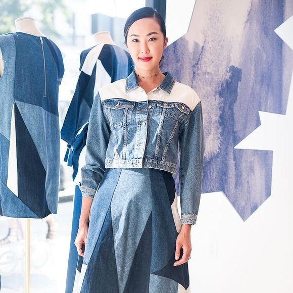 MAJE Valda Two Tone Denim Jacket - Picture 1 of 10